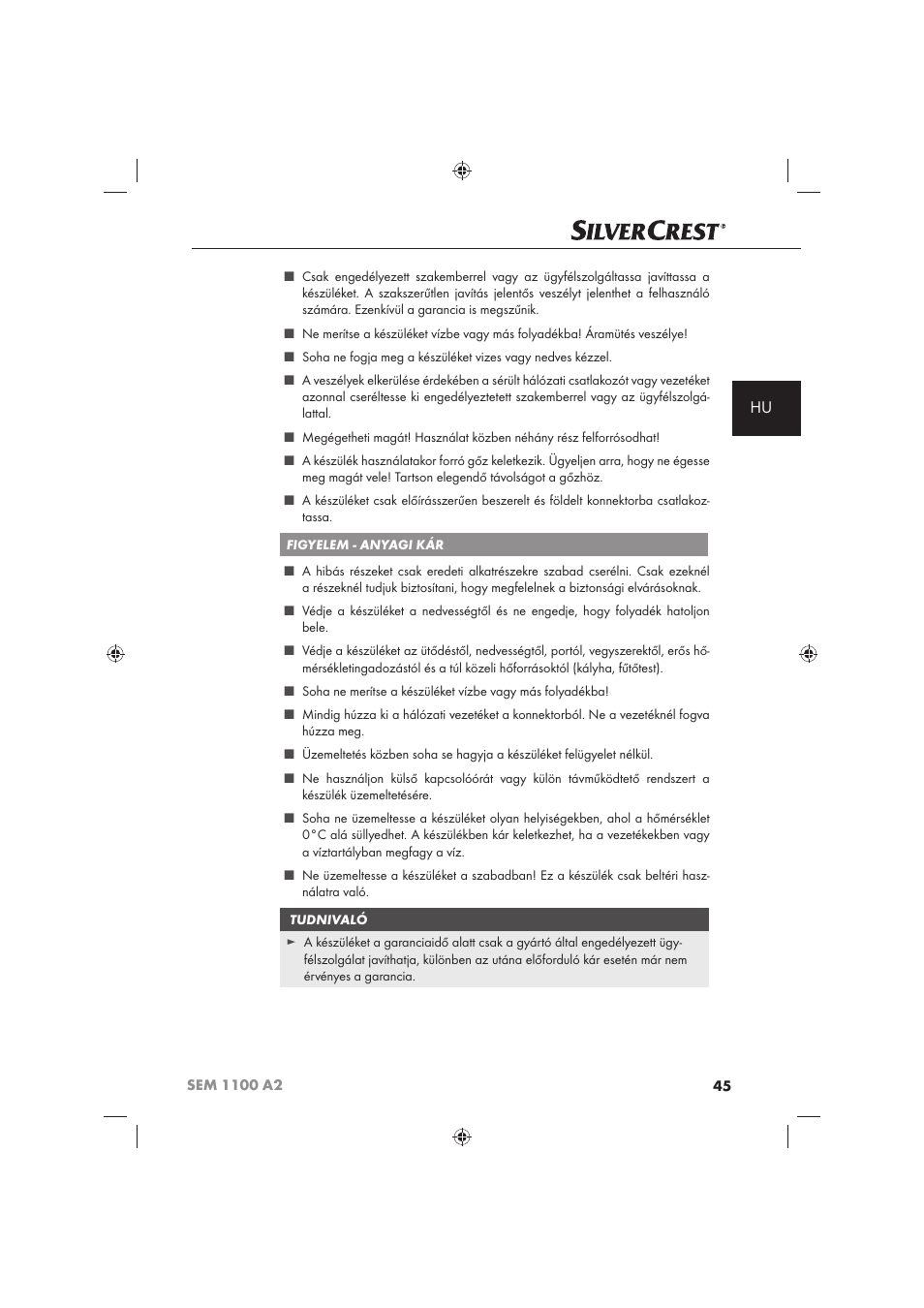 Silvercrest SEM 1100 A2 User Manual | Page 47 / 142