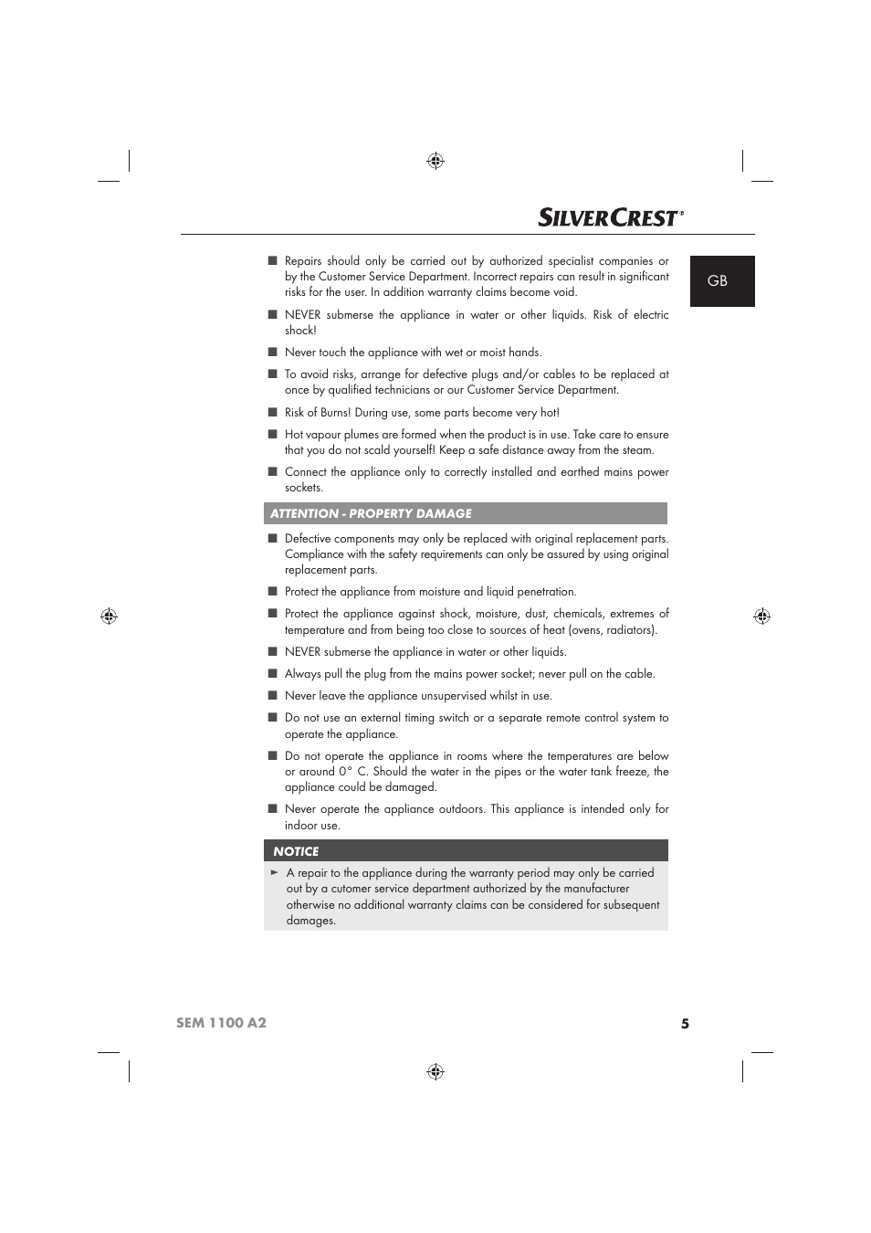 Silvercrest SEM 1100 A2 User Manual | Page 7 / 142