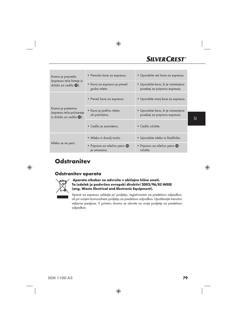 Odstranitev, Odstranitev aparata | Silvercrest SEM 1100 A2 User Manual | Page 81 / 142