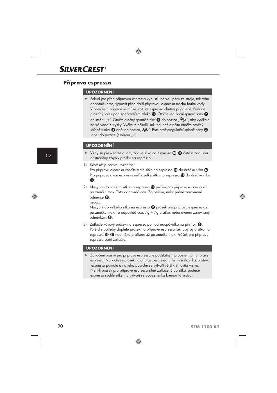 Příprava espressa | Silvercrest SEM 1100 A2 User Manual | Page 92 / 142
