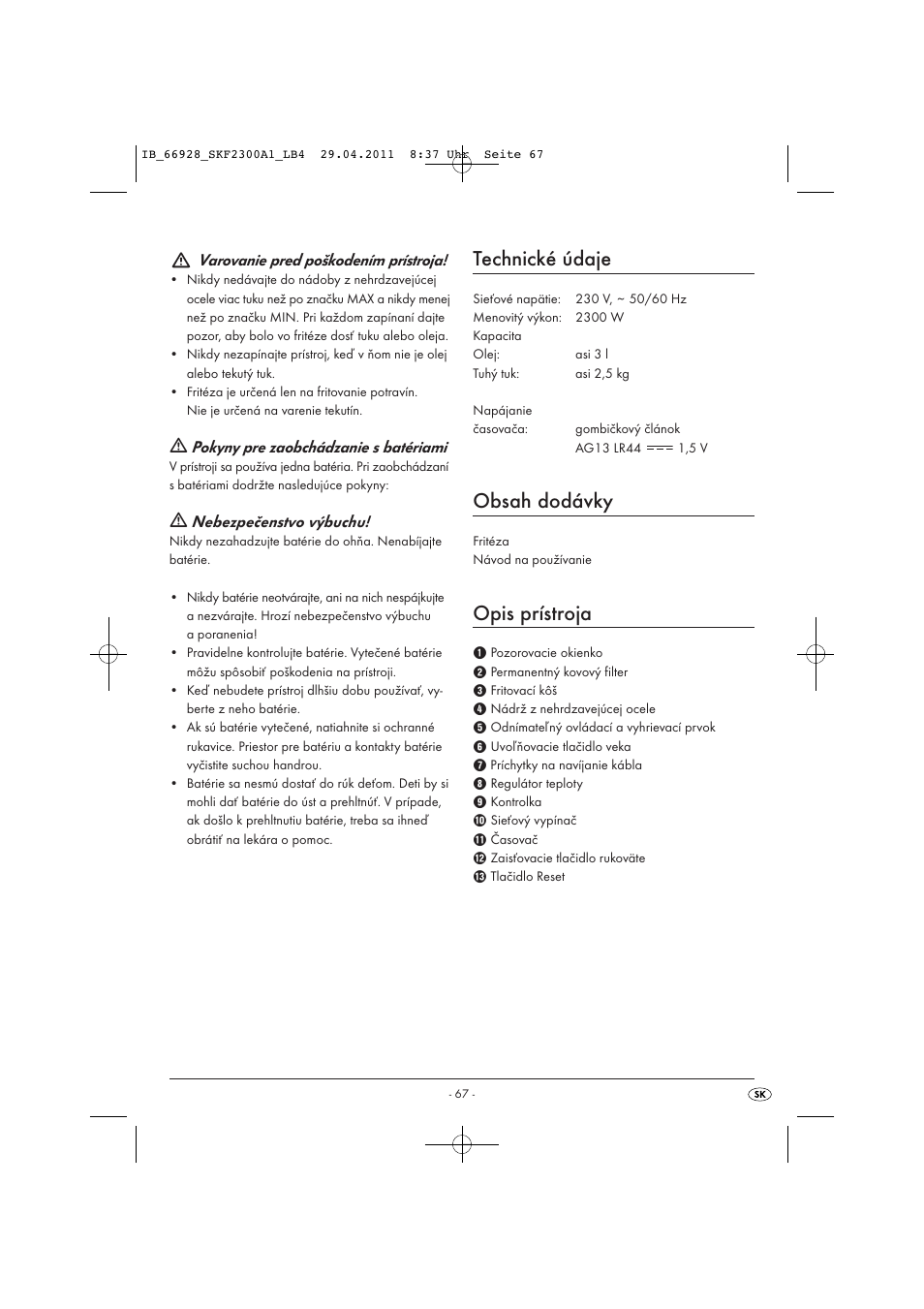 Silvercrest SKF 2300 A1 User Manual | Page 69 / 91