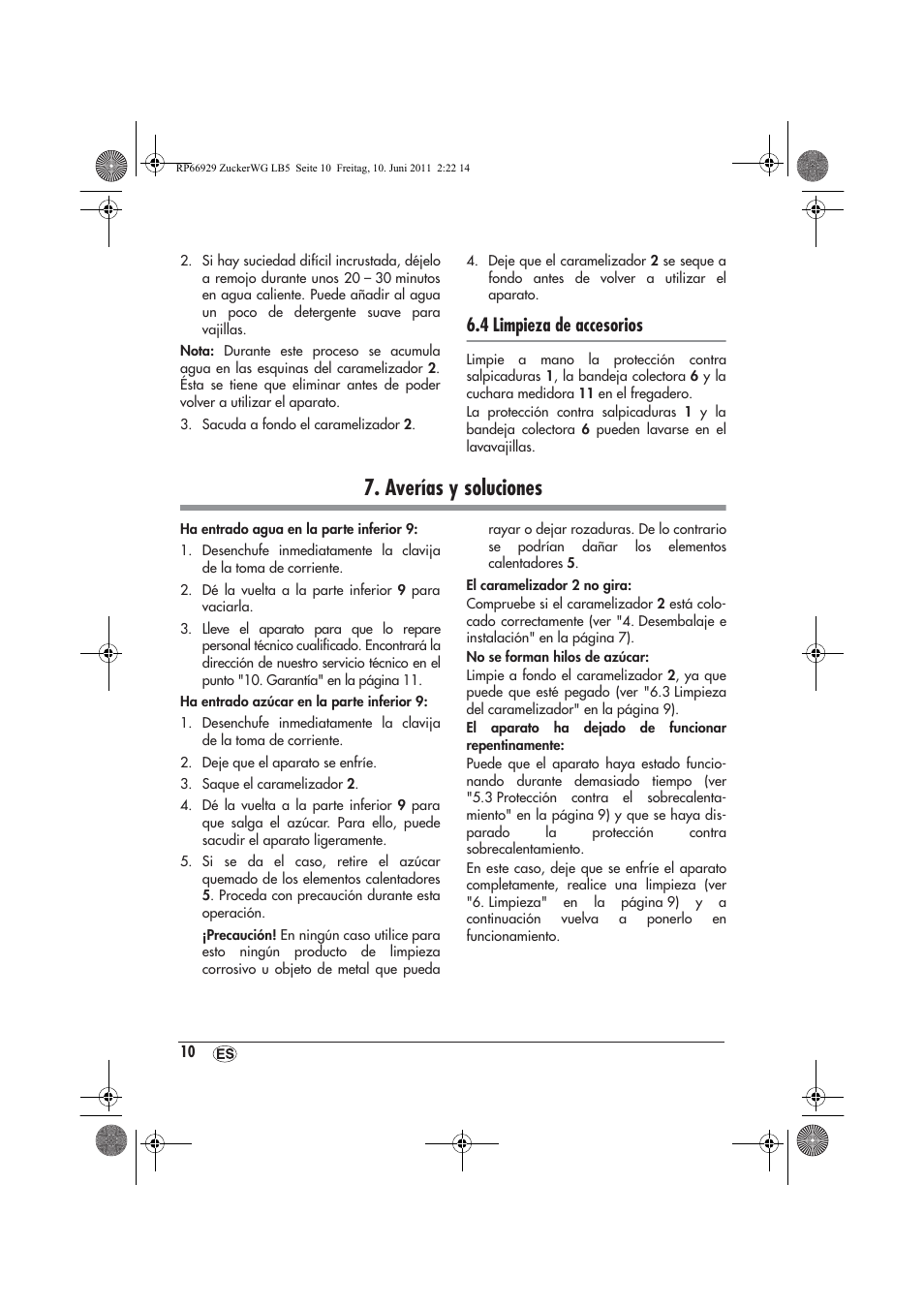 Averías y soluciones, 4 limpieza de accesorios | Silvercrest SZW 400 A1 User Manual | Page 12 / 50