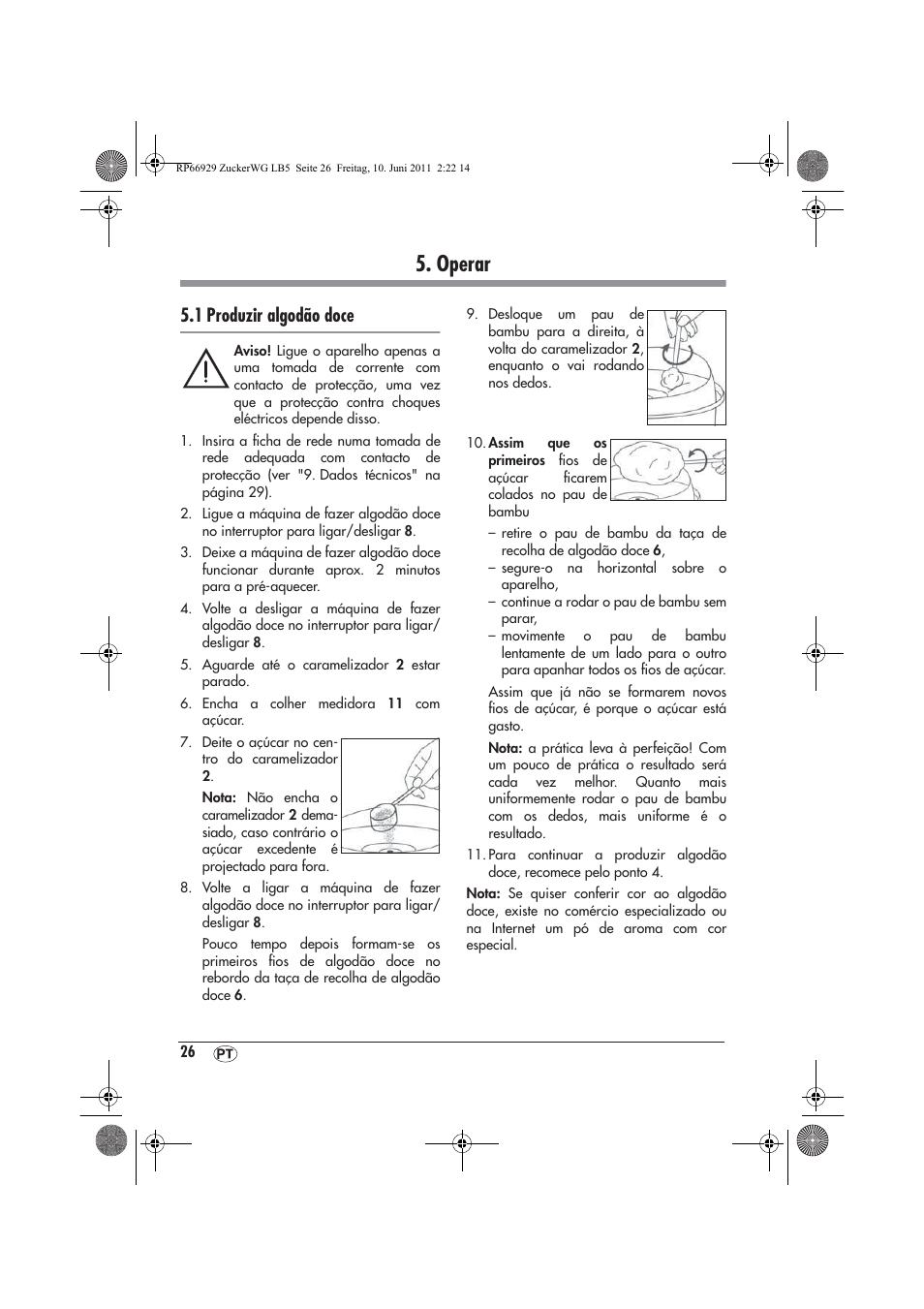 Operar, 1 produzir algodão doce | Silvercrest SZW 400 A1 User Manual | Page 28 / 50