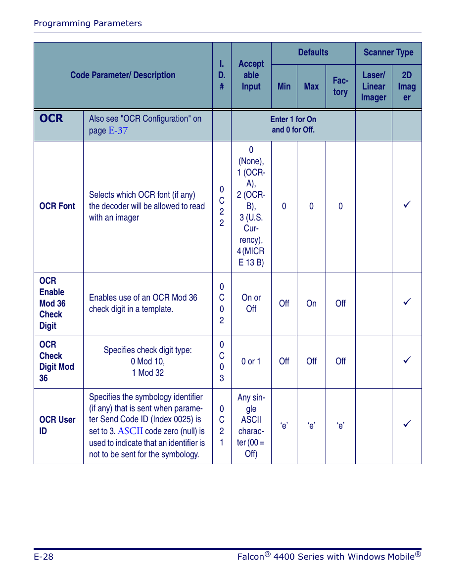 Datalogic Scanning FALCON 4400 SERIES User Manual | Page 124 / 212