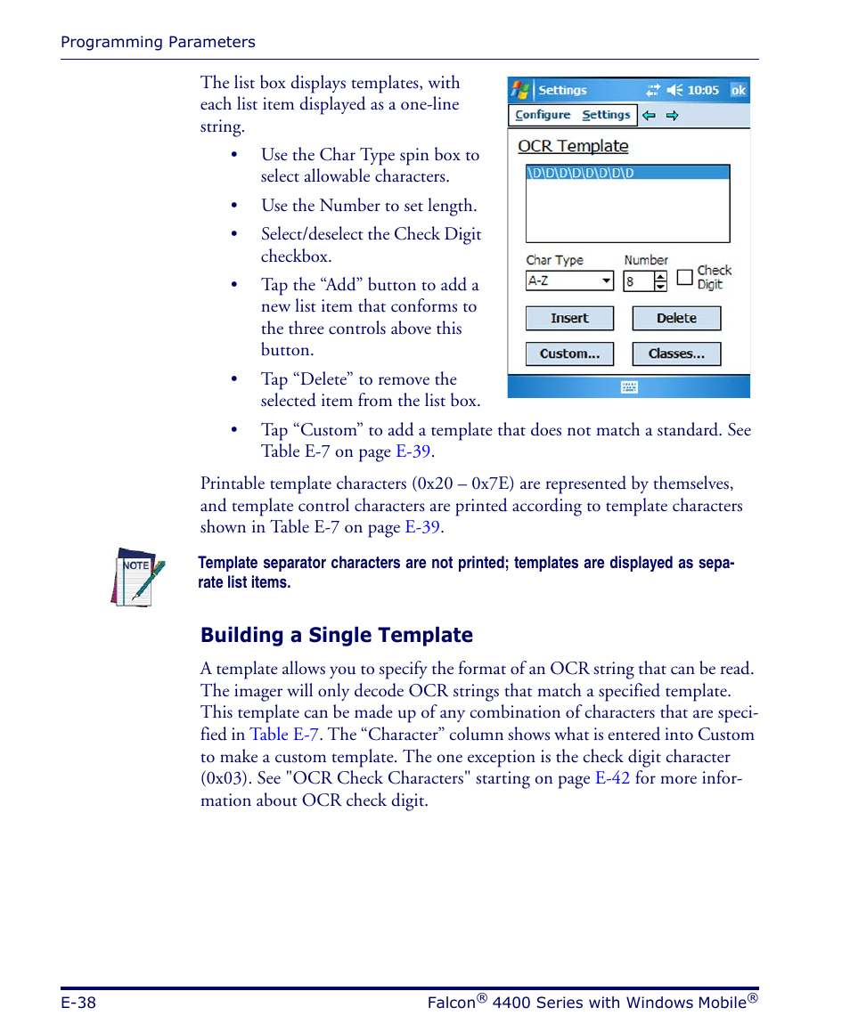 Building a single template | Datalogic Scanning FALCON 4400 SERIES User Manual | Page 134 / 212