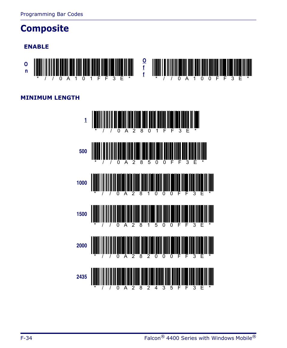 Composite, F-34 | Datalogic Scanning FALCON 4400 SERIES User Manual | Page 176 / 212