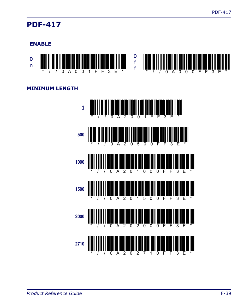 Pdf-417, F-39 | Datalogic Scanning FALCON 4400 SERIES User Manual | Page 181 / 212