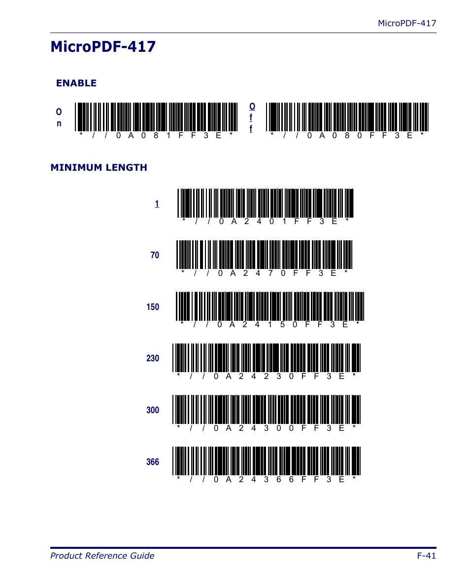 Micropdf-417, F-41 | Datalogic Scanning FALCON 4400 SERIES User Manual | Page 183 / 212