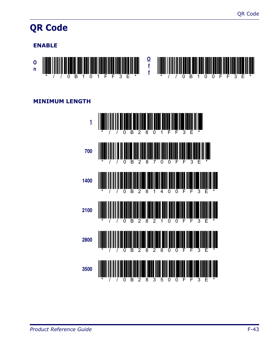 Qr code, F-43 | Datalogic Scanning FALCON 4400 SERIES User Manual | Page 185 / 212