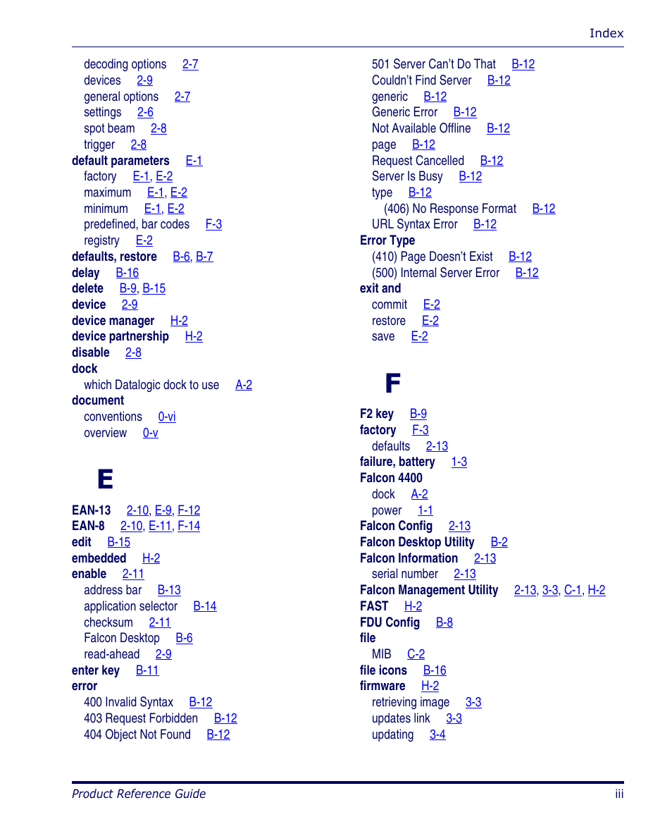 Datalogic Scanning FALCON 4400 SERIES User Manual | Page 203 / 212