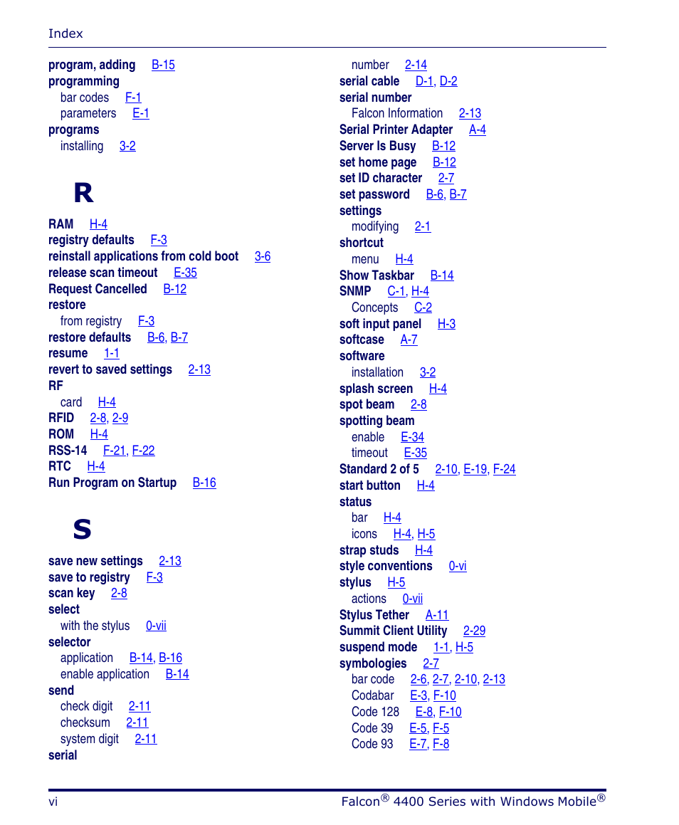 Datalogic Scanning FALCON 4400 SERIES User Manual | Page 206 / 212