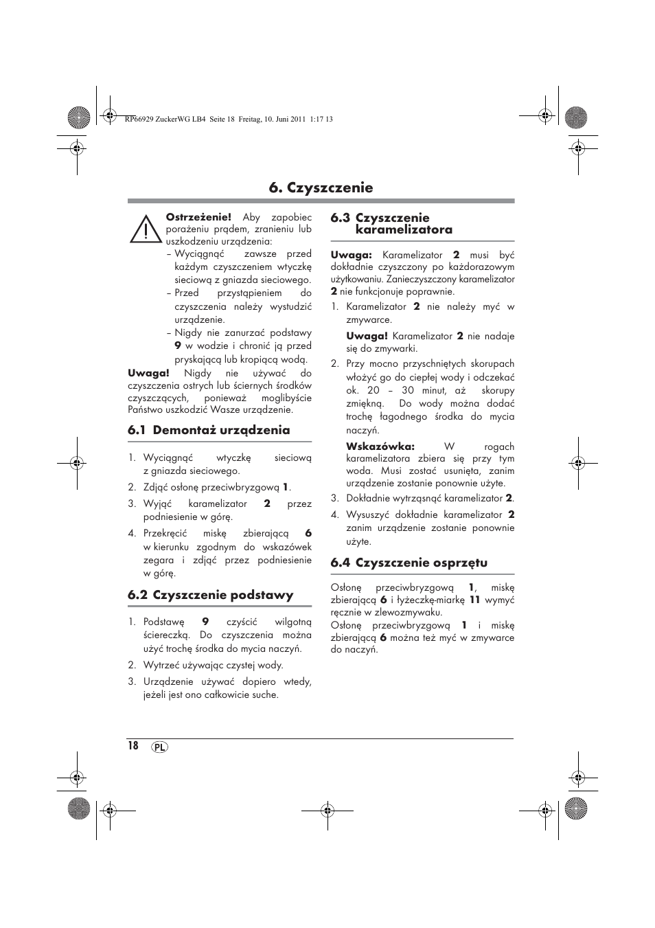 Czyszczenie | Silvercrest SZW 400 A1 User Manual | Page 20 / 70