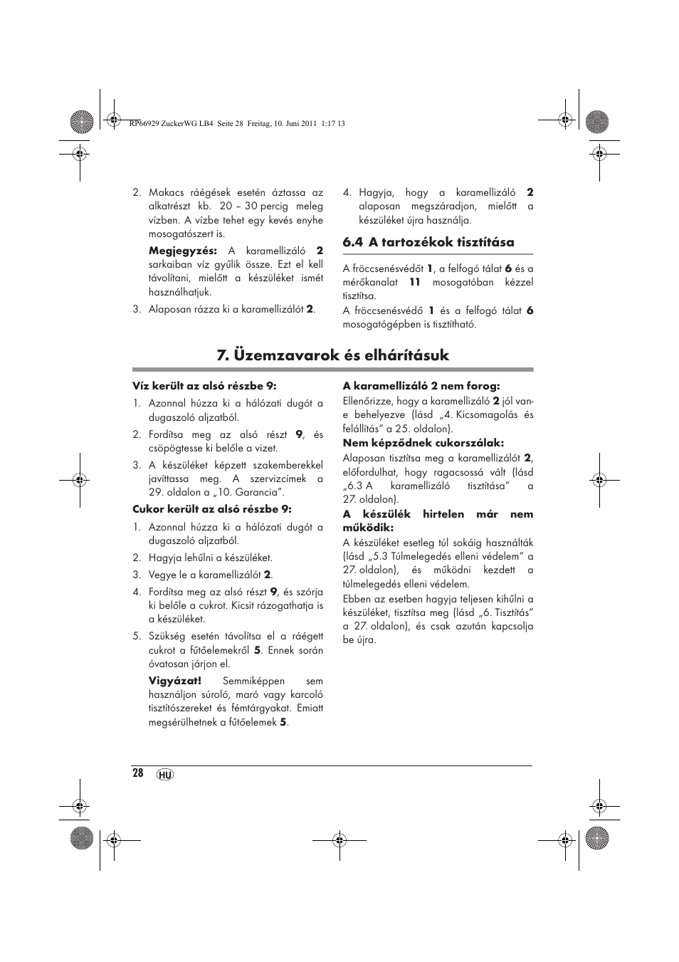 Üzemzavarok és elhárításuk | Silvercrest SZW 400 A1 User Manual | Page 30 / 70