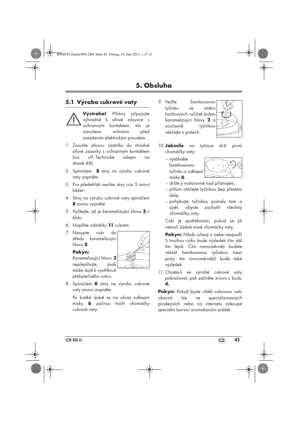 Obsluha | Silvercrest SZW 400 A1 User Manual | Page 47 / 70