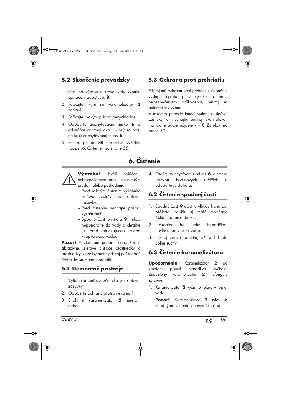 Čistenie | Silvercrest SZW 400 A1 User Manual | Page 57 / 70