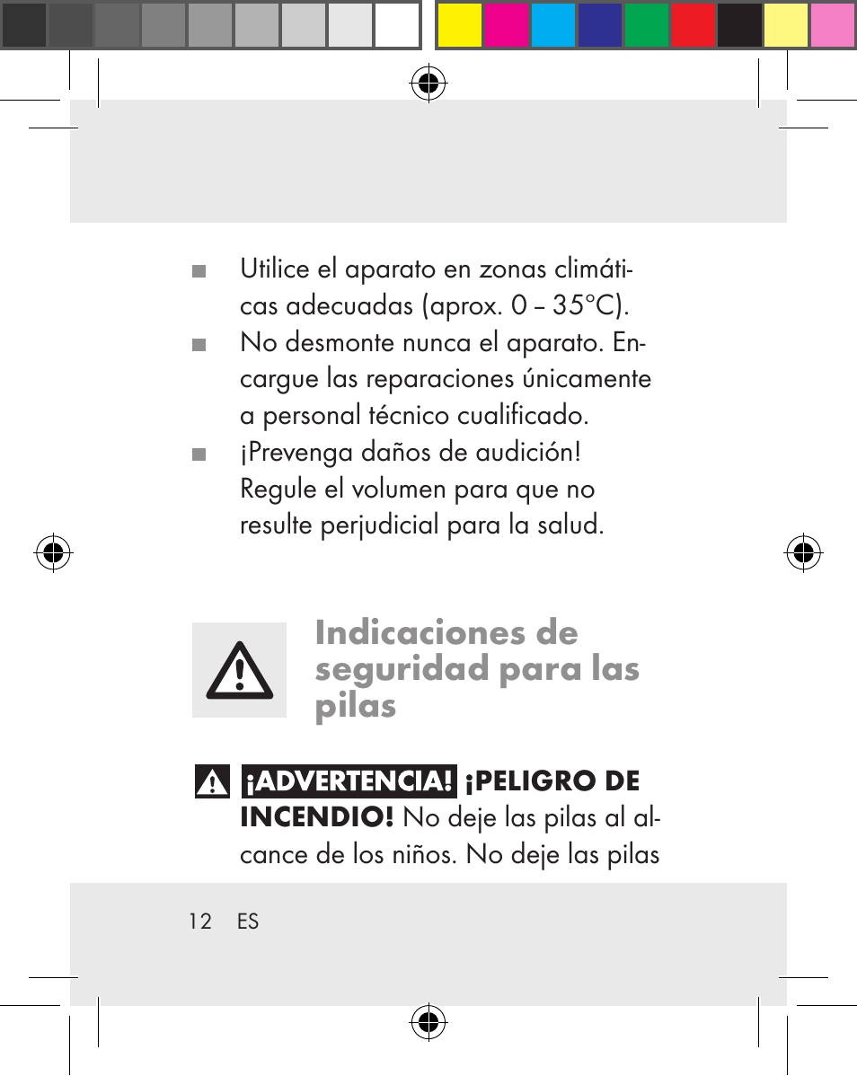 Indicaciones de seguridad para las pilas | Silvercrest Z31259A Z31259B Z31259C User Manual | Page 12 / 96