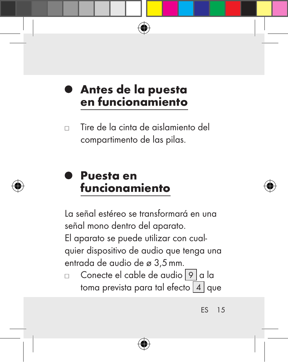 Antes de la puesta en funcionamiento, Puesta en funcionamiento | Silvercrest Z31259A Z31259B Z31259C User Manual | Page 15 / 96
