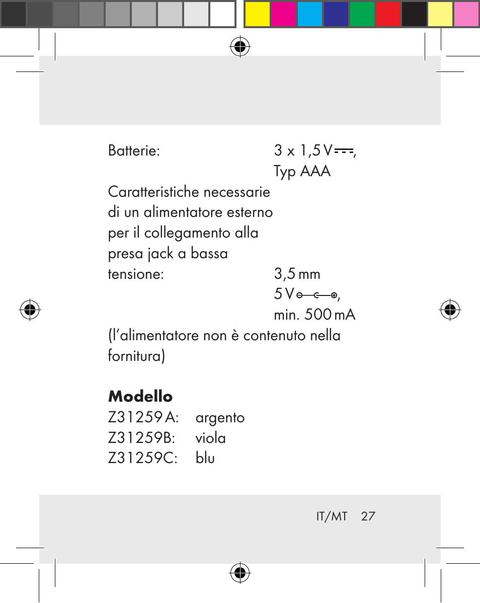 Silvercrest Z31259A Z31259B Z31259C User Manual | Page 27 / 96