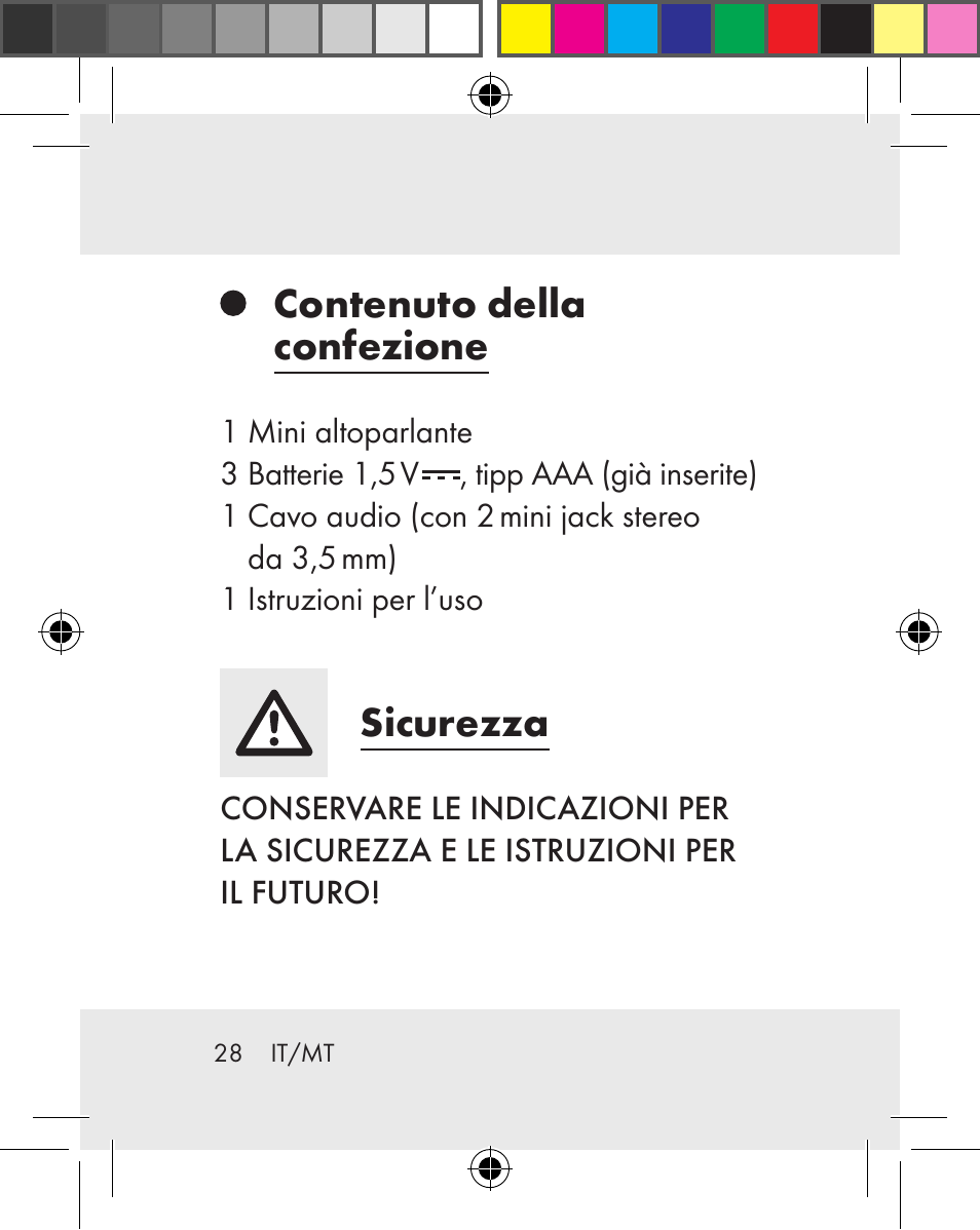 Contenuto della confezione, Sicurezza | Silvercrest Z31259A Z31259B Z31259C User Manual | Page 28 / 96