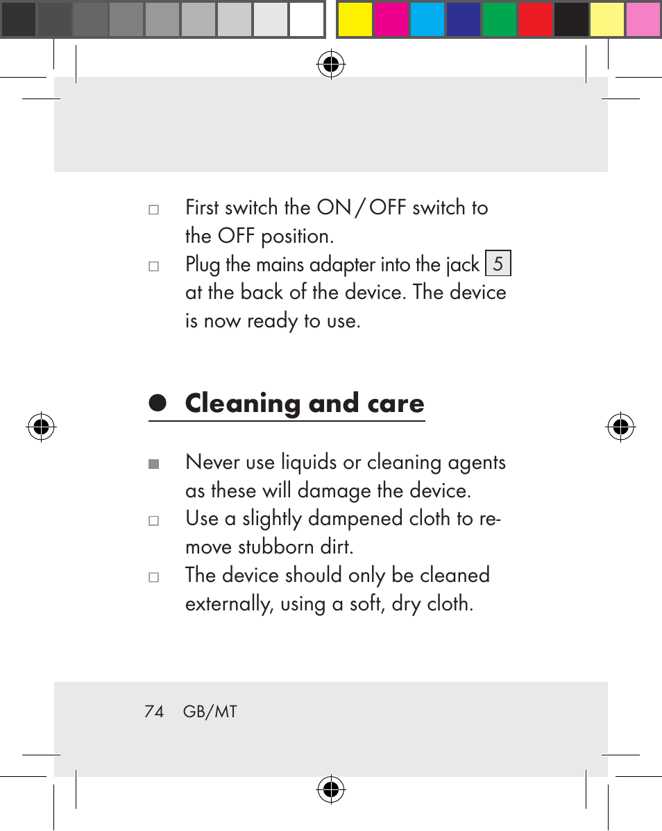 Cleaning and care | Silvercrest Z31259A Z31259B Z31259C User Manual | Page 74 / 96