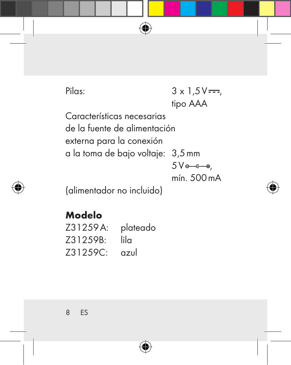 Silvercrest Z31259A Z31259B Z31259C User Manual | Page 8 / 96