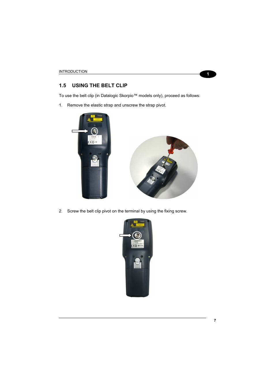 Using the belt clip | Datalogic Scanning Skorpio-GUN User Manual | Page 27 / 99