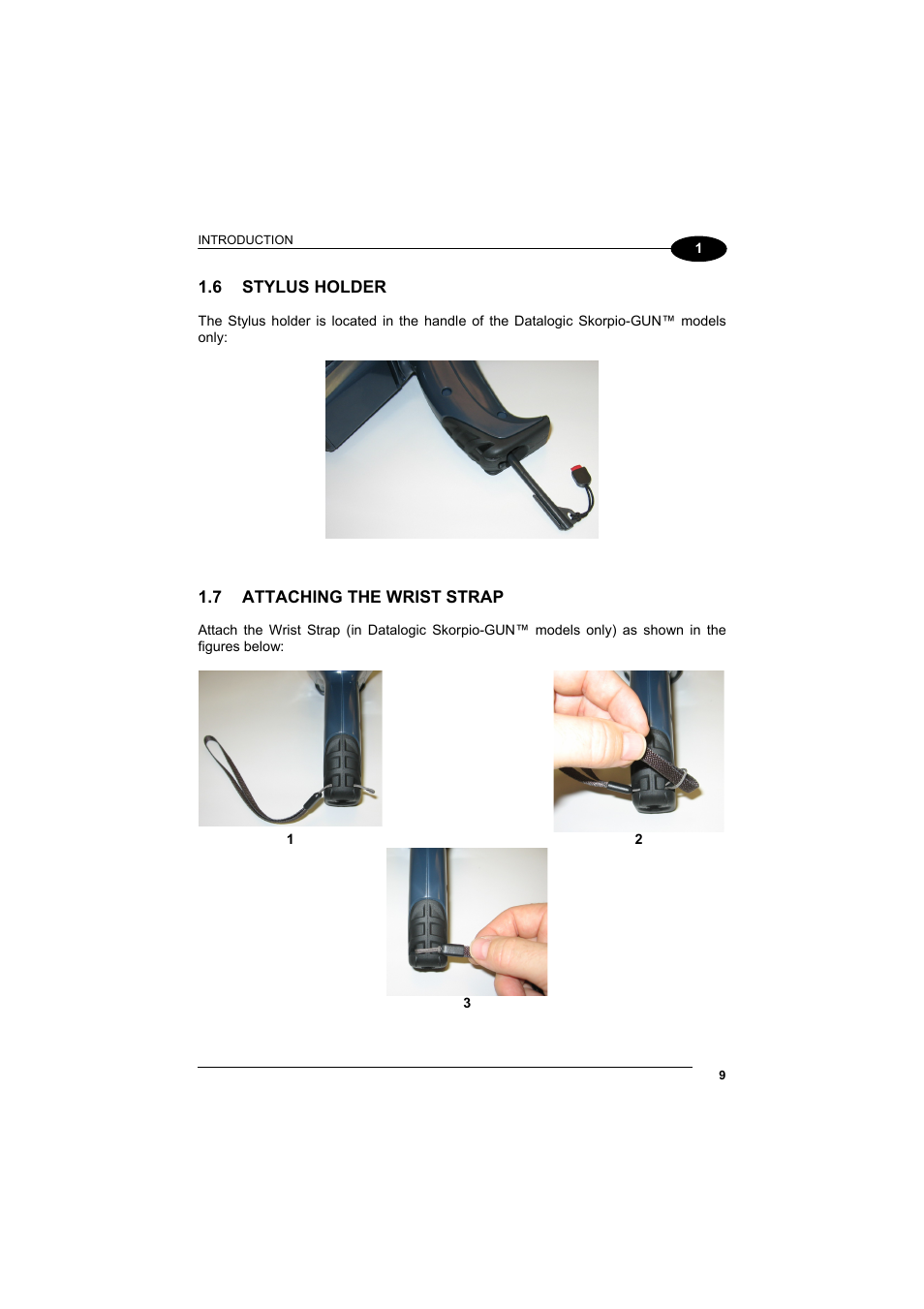 Stylus holder, Attaching the wrist strap | Datalogic Scanning Skorpio-GUN User Manual | Page 29 / 99