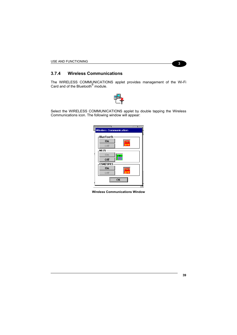 Wireless communications, 4 wireless communications | Datalogic Scanning Skorpio-GUN User Manual | Page 59 / 99