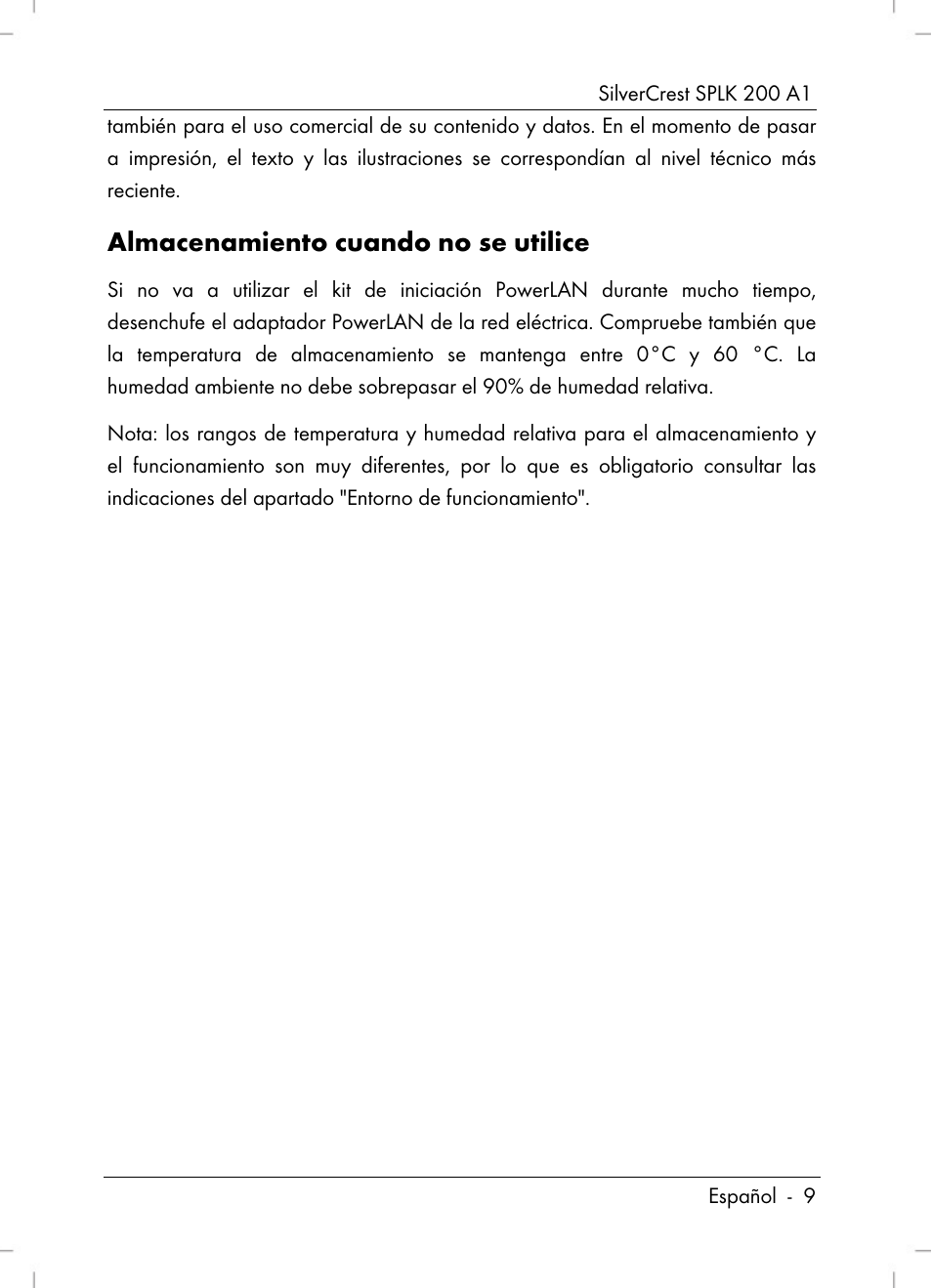 Almacenamiento cuando no se utilice | Silvercrest SPLK 200 A1 User Manual | Page 11 / 74