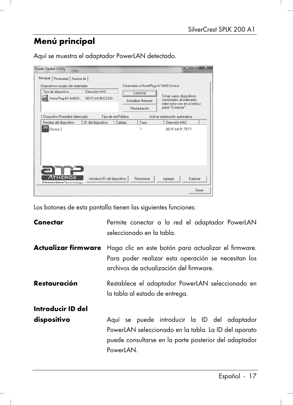 Menú principal | Silvercrest SPLK 200 A1 User Manual | Page 19 / 74
