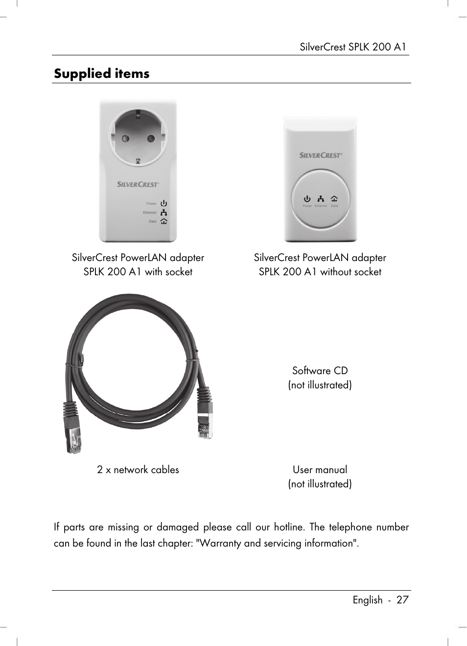 Supplied items | Silvercrest SPLK 200 A1 User Manual | Page 29 / 74