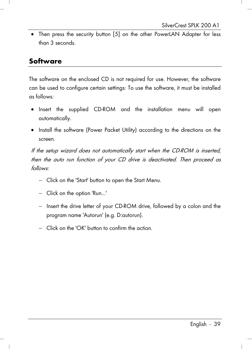 Software | Silvercrest SPLK 200 A1 User Manual | Page 41 / 74