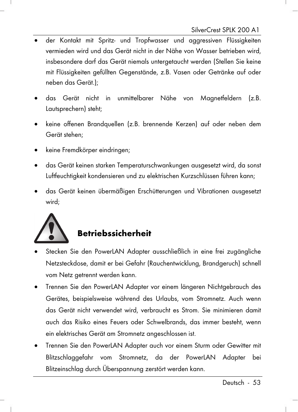 Betriebssicherheit | Silvercrest SPLK 200 A1 User Manual | Page 55 / 74