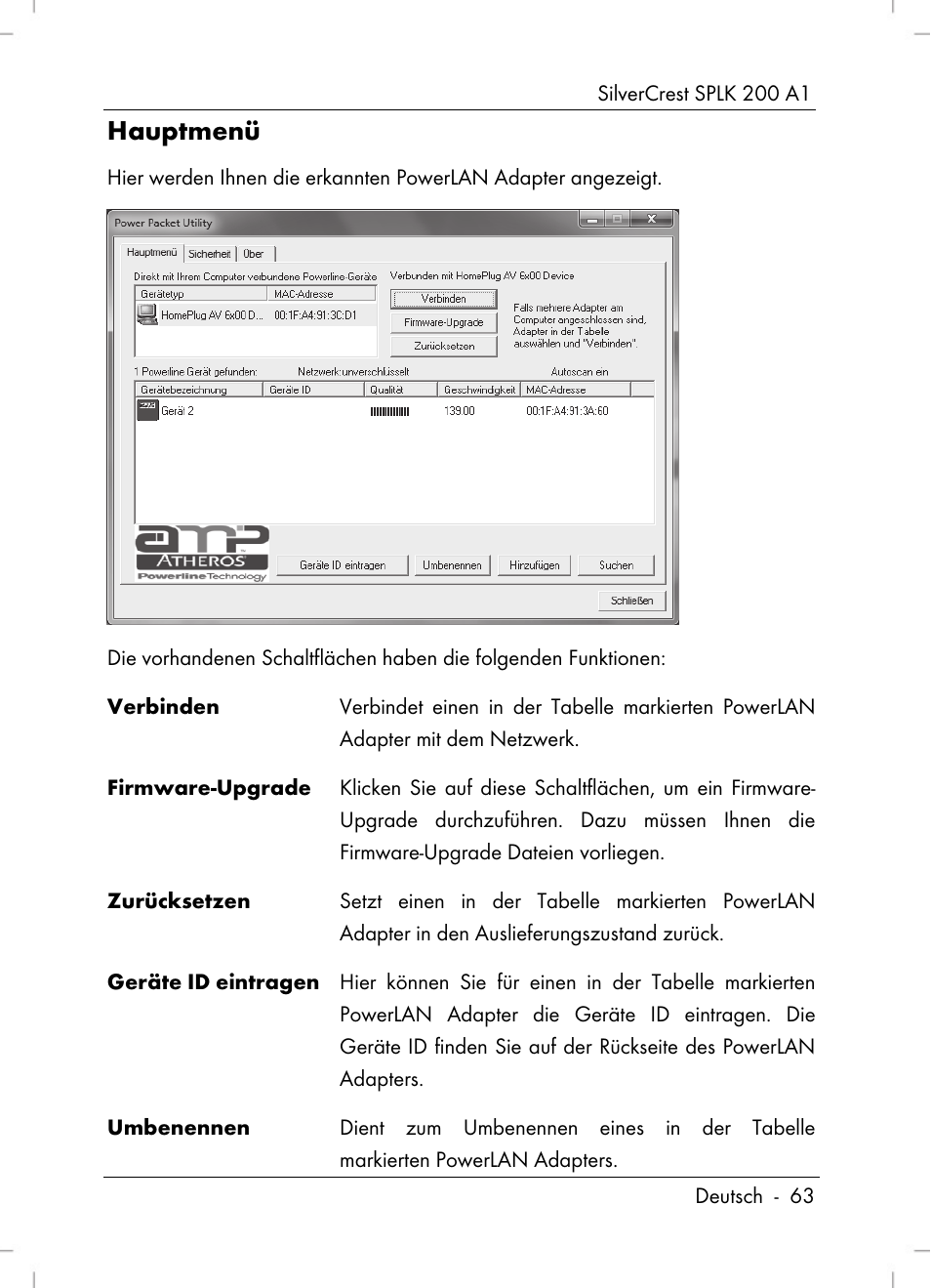 Hauptmenü | Silvercrest SPLK 200 A1 User Manual | Page 65 / 74