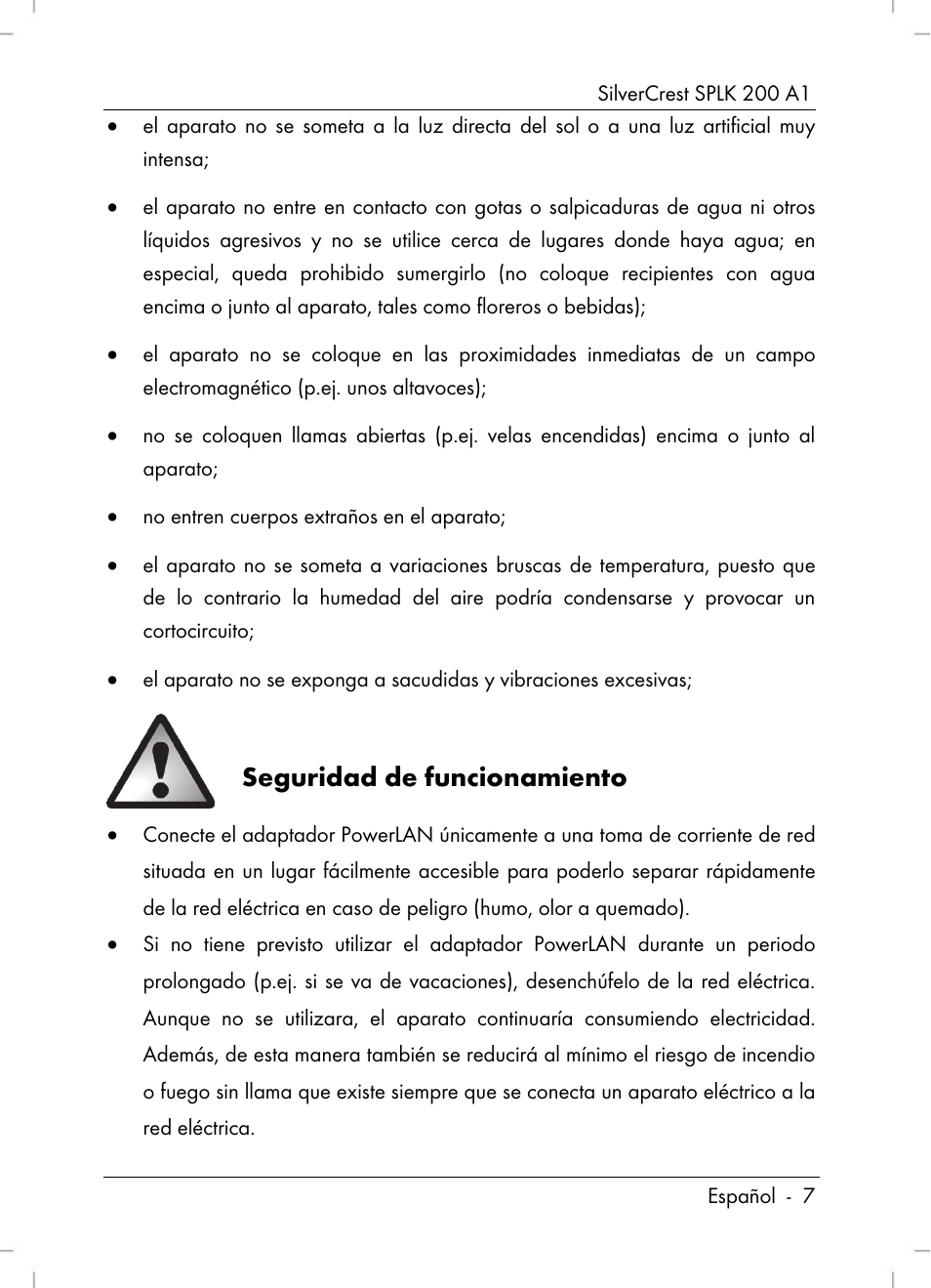 Seguridad de funcionamiento | Silvercrest SPLK 200 A1 User Manual | Page 9 / 74