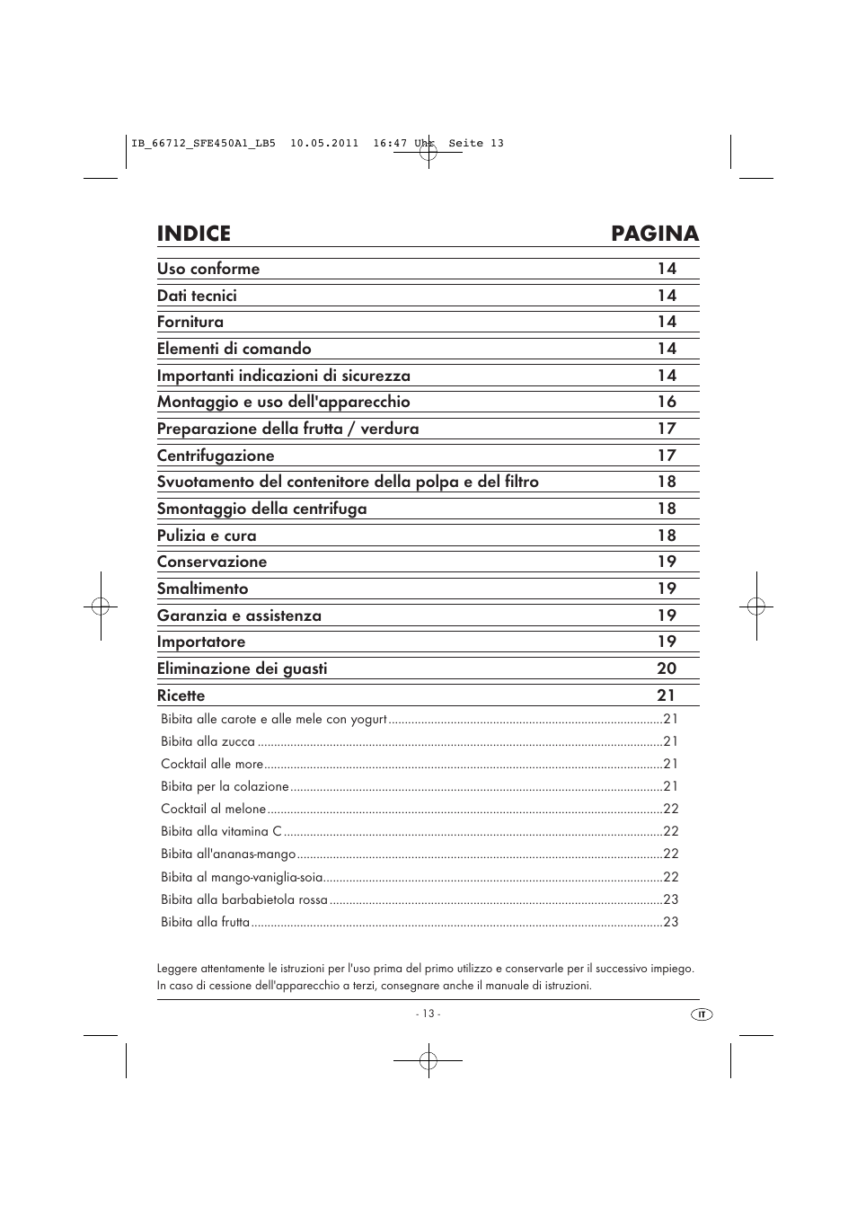 Indice pagina | Silvercrest SFE 450 A1 User Manual | Page 15 / 62