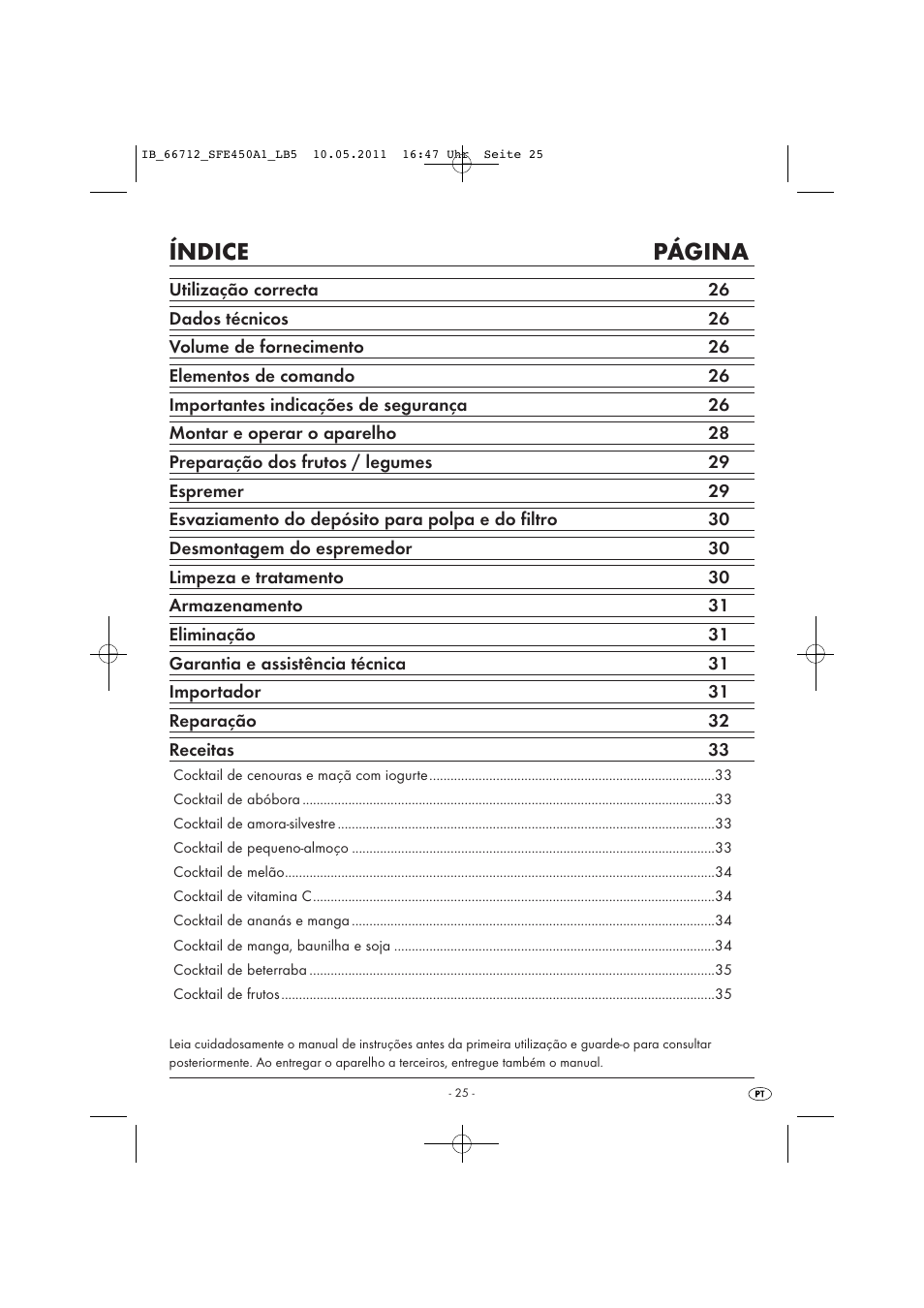 Índice página | Silvercrest SFE 450 A1 User Manual | Page 27 / 62