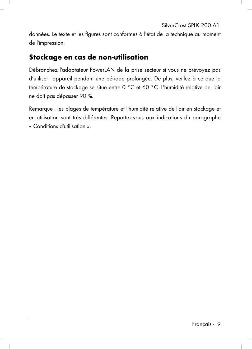 Stockage en cas de non-utilisation | Silvercrest SPLK 200 A1 User Manual | Page 11 / 74