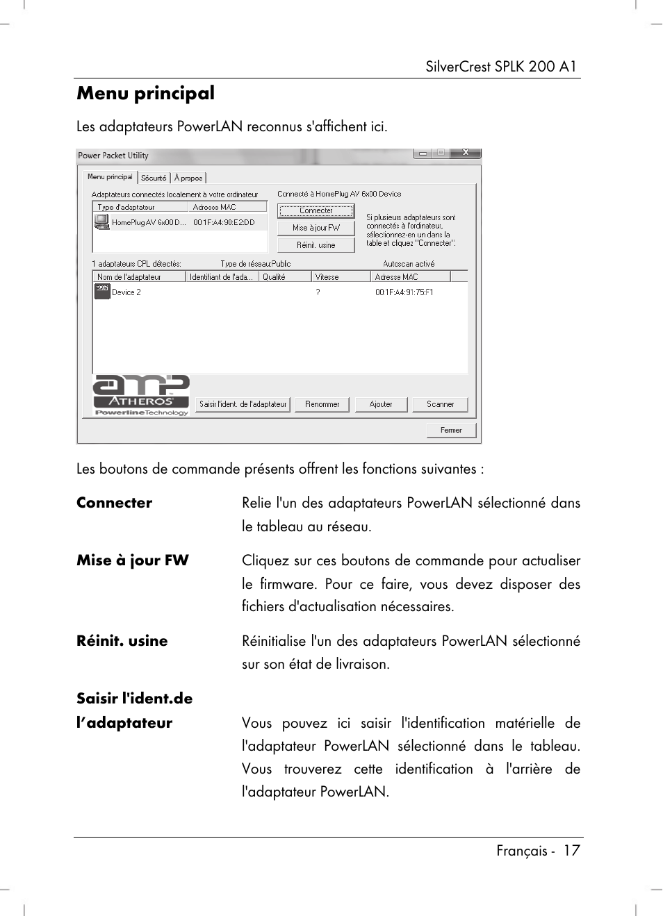 Menu principal | Silvercrest SPLK 200 A1 User Manual | Page 19 / 74