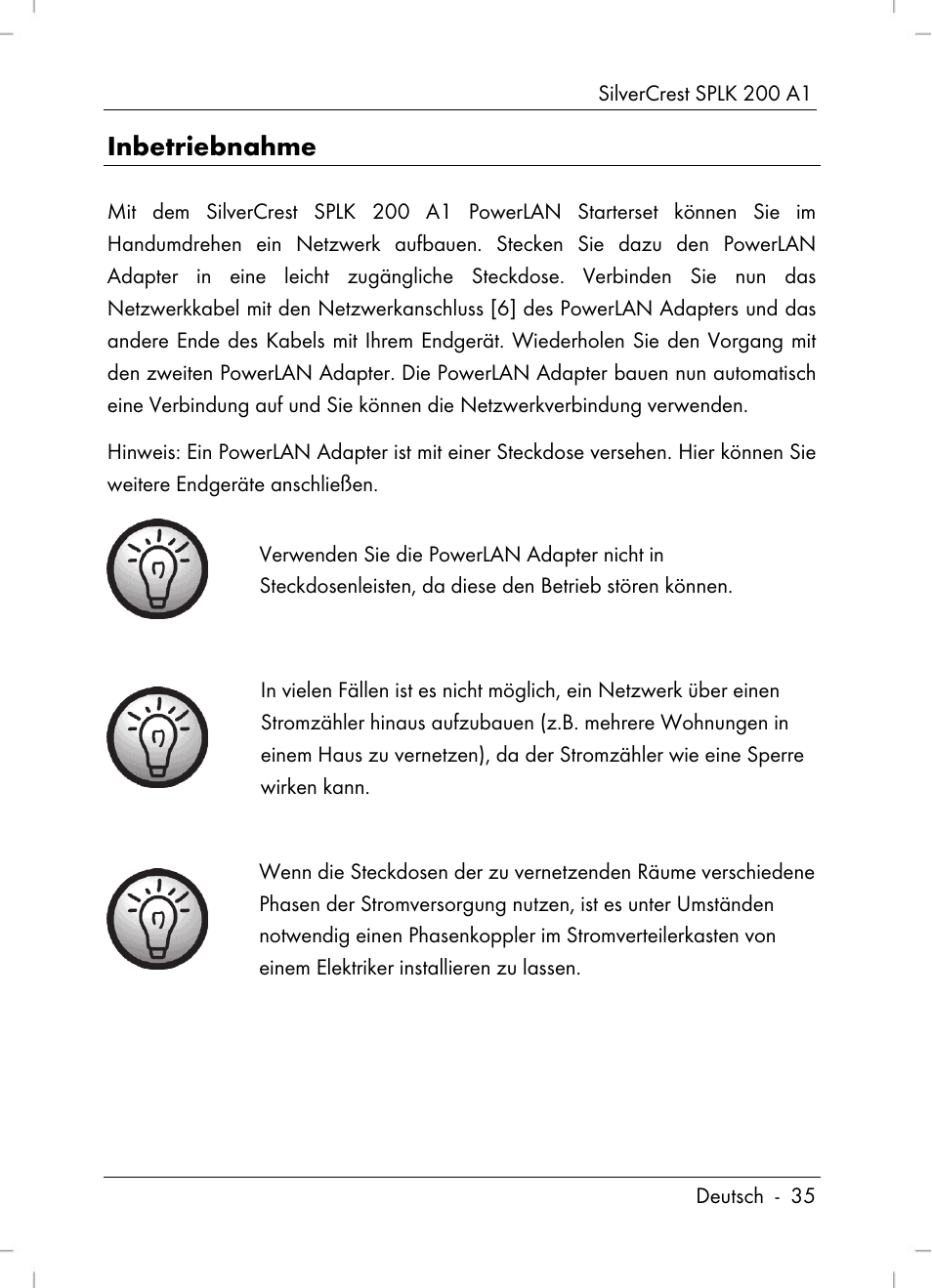 Inbetriebnahme | Silvercrest SPLK 200 A1 User Manual | Page 37 / 74
