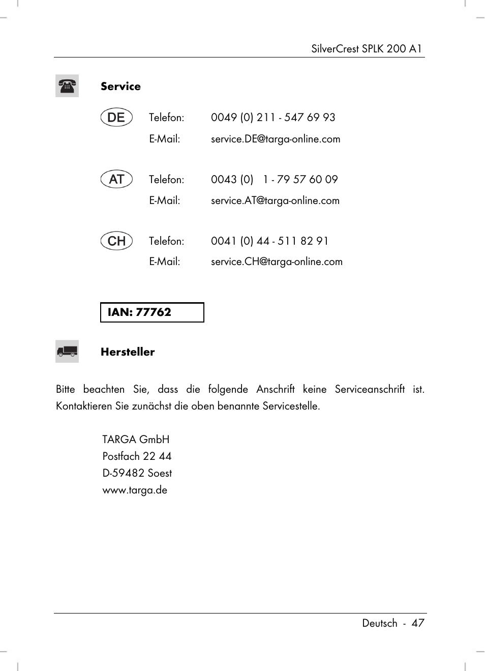 Silvercrest SPLK 200 A1 User Manual | Page 49 / 74