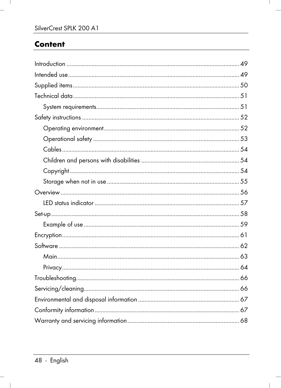 Silvercrest SPLK 200 A1 User Manual | Page 50 / 74