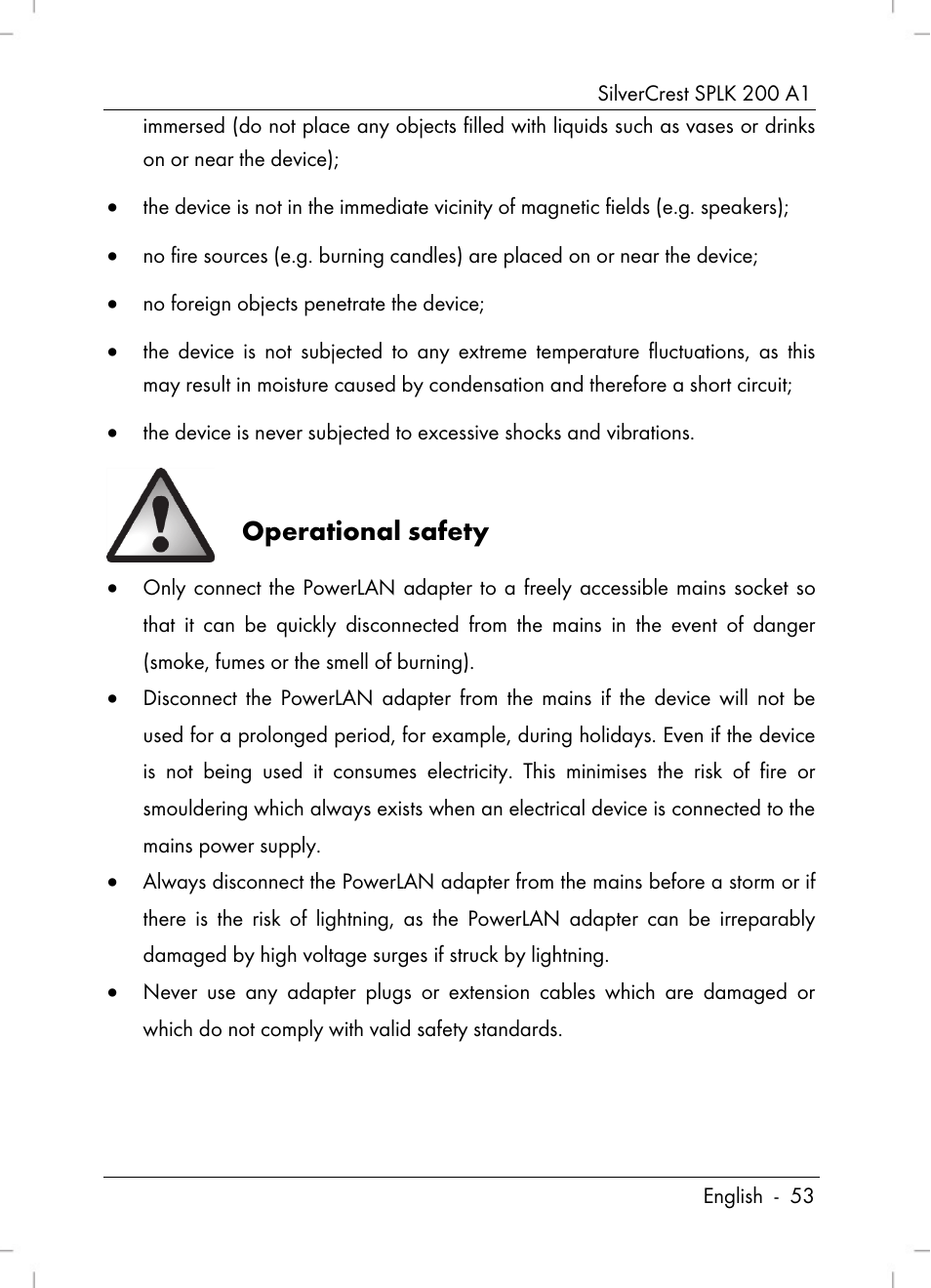 Operational safety | Silvercrest SPLK 200 A1 User Manual | Page 55 / 74