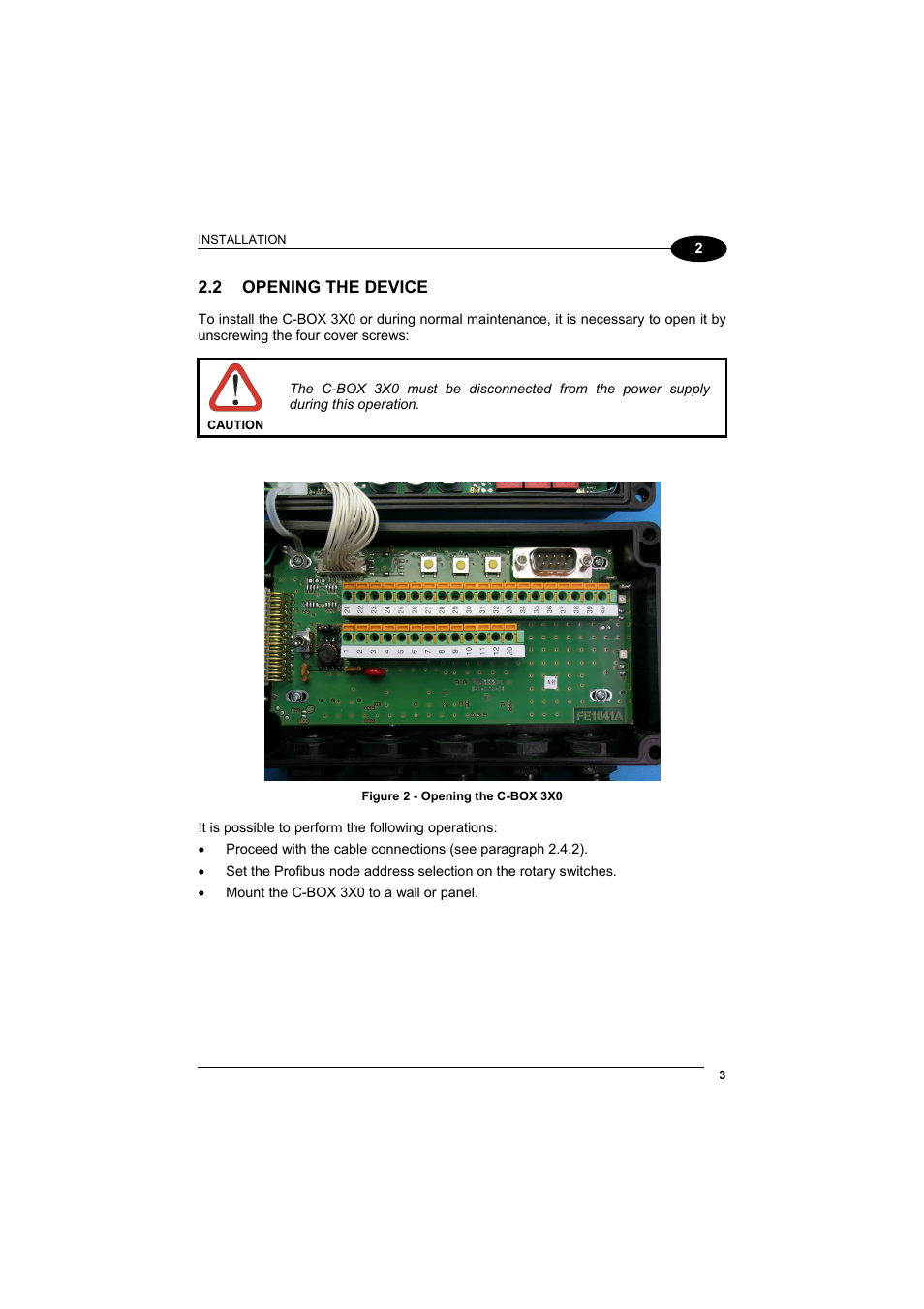 Opening the device, 2 opening the device | Datalogic Scanning C-BOX 300 User Manual | Page 15 / 38