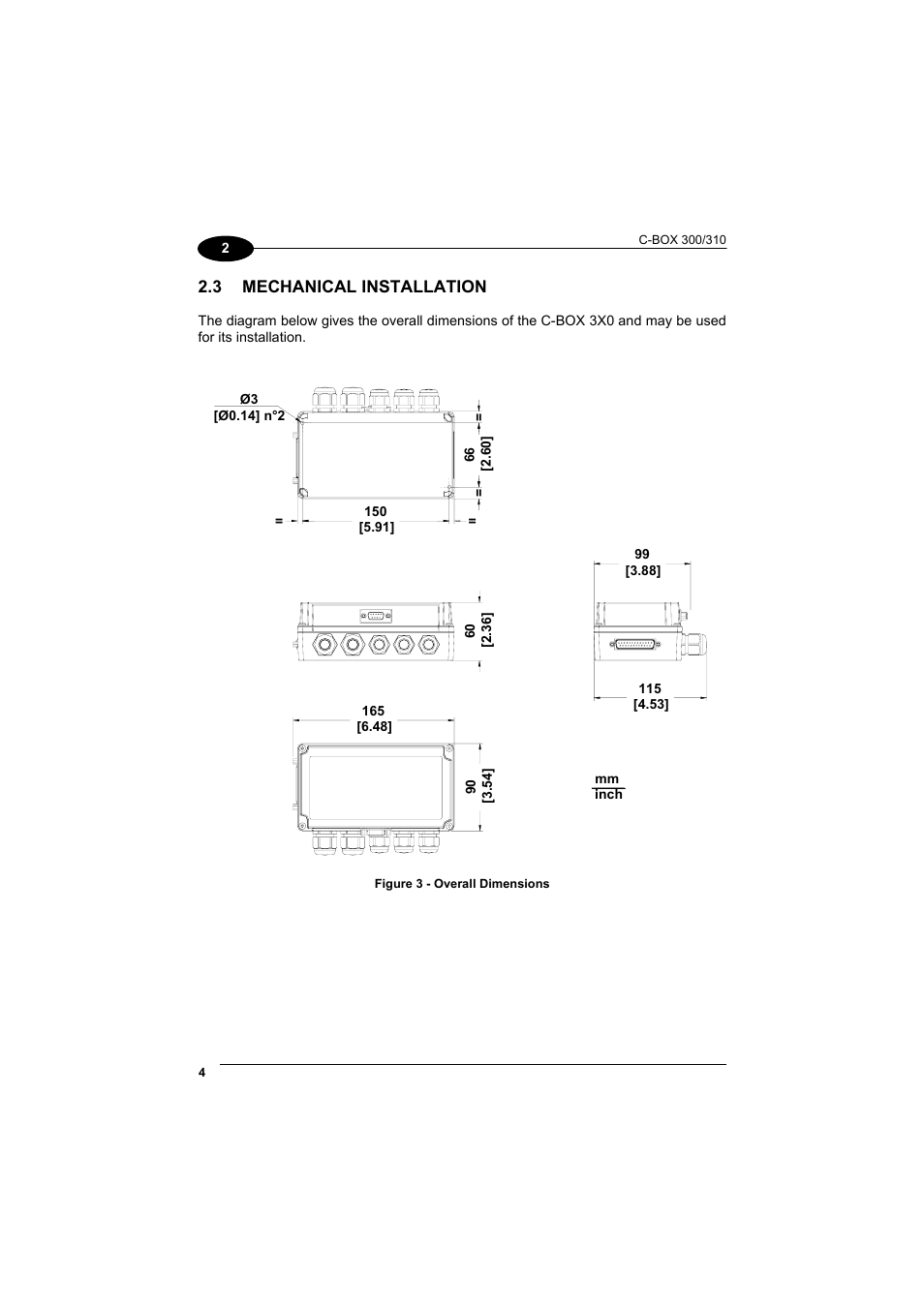 Mechanical installation, 3 mechanical installation | Datalogic Scanning C-BOX 300 User Manual | Page 16 / 38