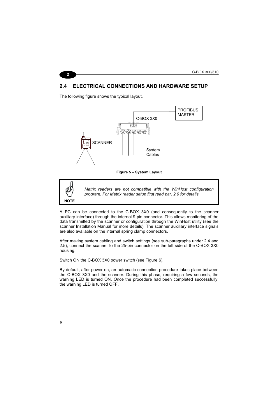 Electrical connections and hardware setup, 4 electrical connections and hardware setup | Datalogic Scanning C-BOX 300 User Manual | Page 18 / 38