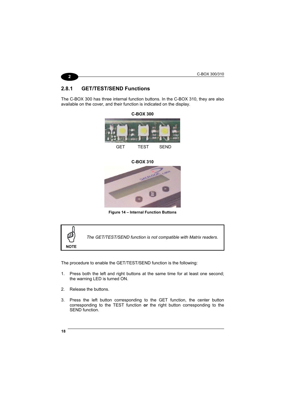Get/test/send functions | Datalogic Scanning C-BOX 300 User Manual | Page 30 / 38