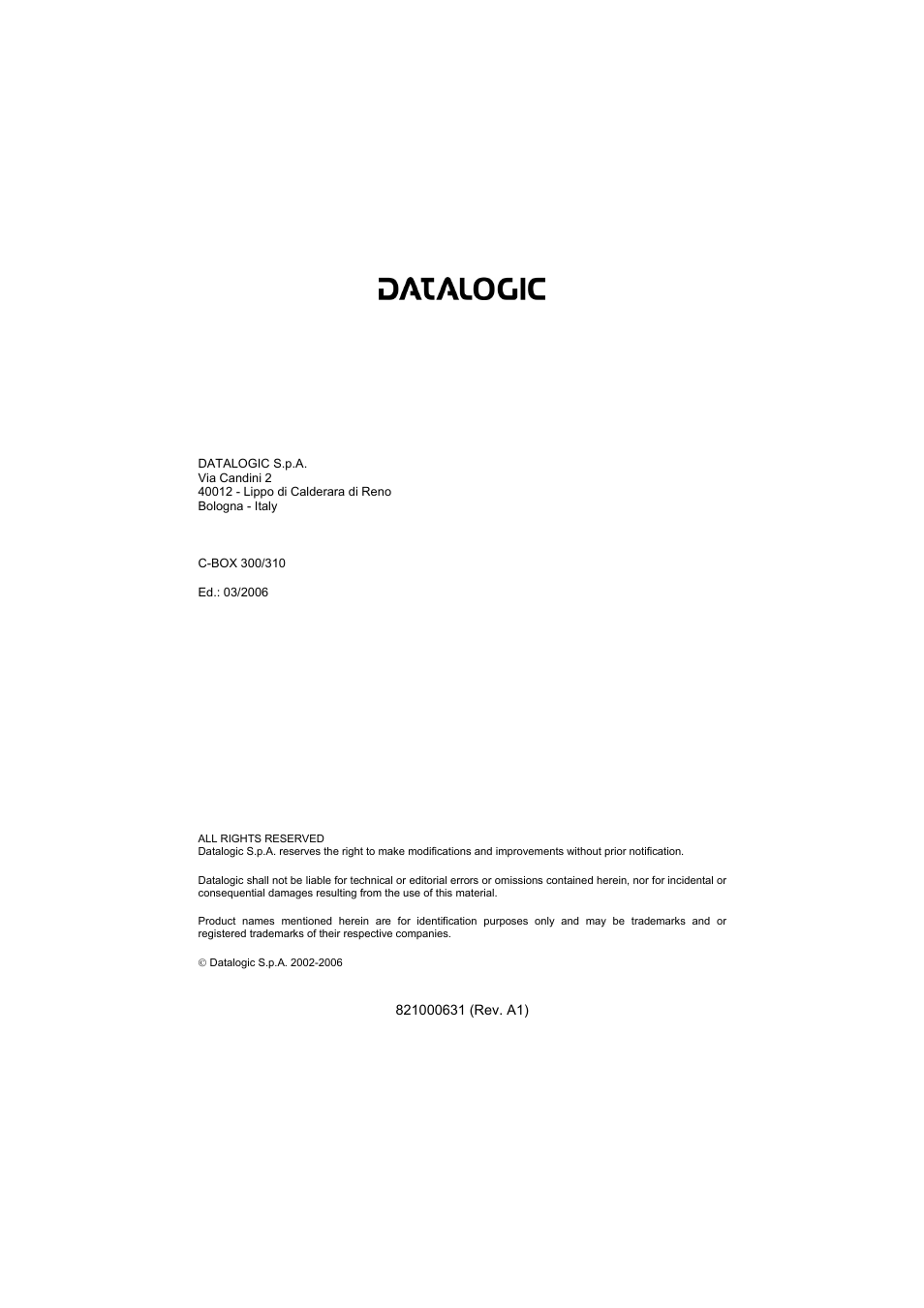 Datalogic Scanning C-BOX 300 User Manual | Page 4 / 38