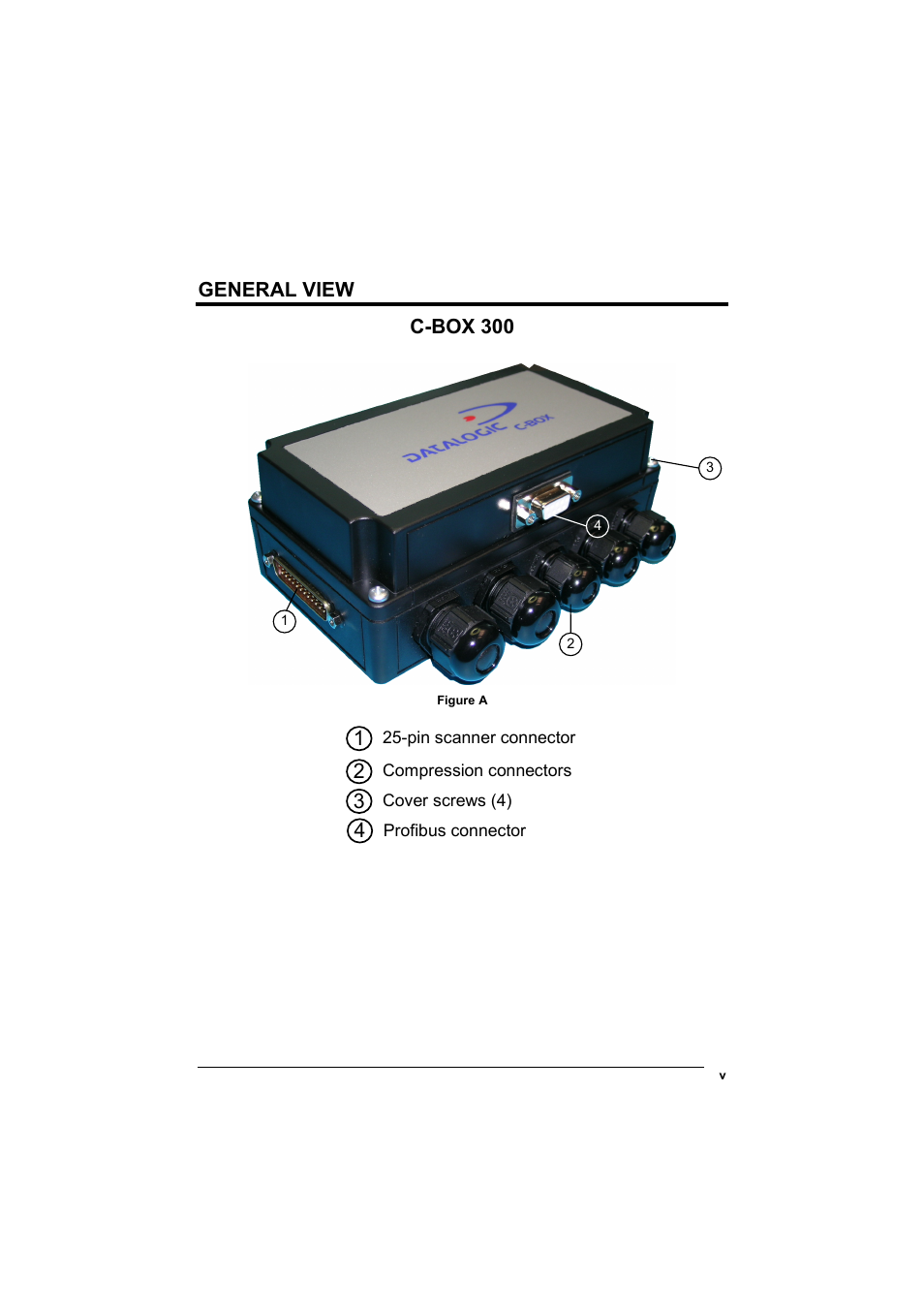 General view, General view c-box 300 | Datalogic Scanning C-BOX 300 User Manual | Page 7 / 38