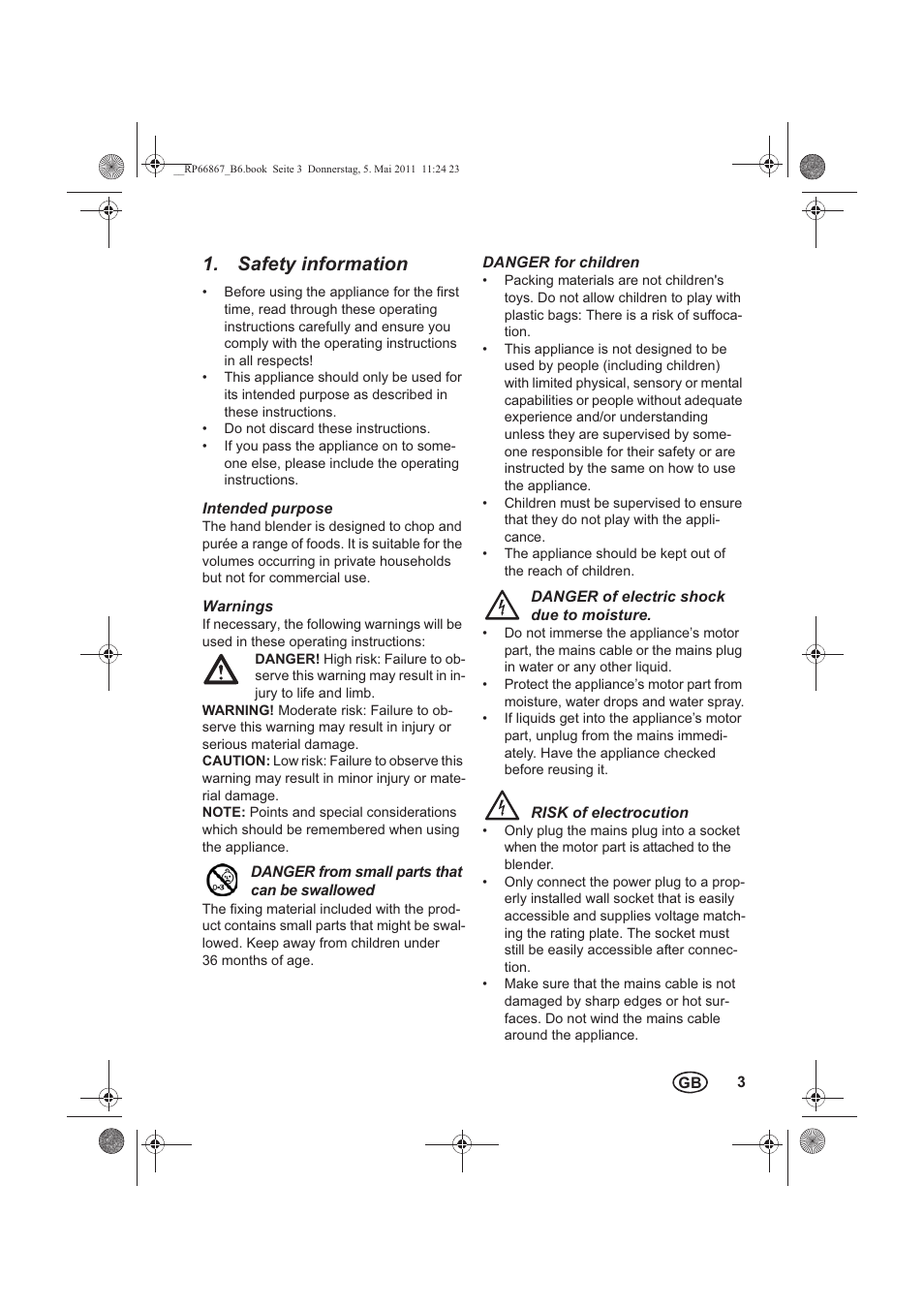 Safety information | Silvercrest SSM 600 A1 User Manual | Page 5 / 14